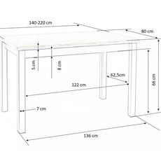 Folding dining table TIAGO 2 140-220x80 - white