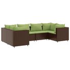 vidaXL 6 Piece Garden Lounge Set with Cushions Brown Poly Rattan