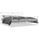 vidaXL Metal Bed Frame without Mattress with Footboard White 76"x79.9"