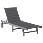 vidaXL Patio Sun Lounger with Cushion Gray Solid Acacia Wood