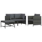 vidaXL 4 Piece Patio Sofa Set with Cushions Poly Rattan Gray