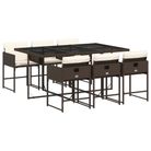 vidaXL 7 Piece Patio Dining Set with Cushions Brown Poly Rattan