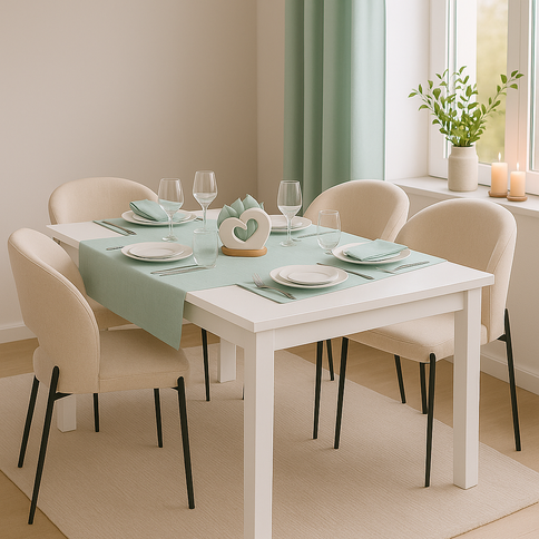 Summer modern dining room in beige tones