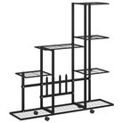 vidaXL Flower Stand with Wheel 94.5x25x92.5 cm Black Metal