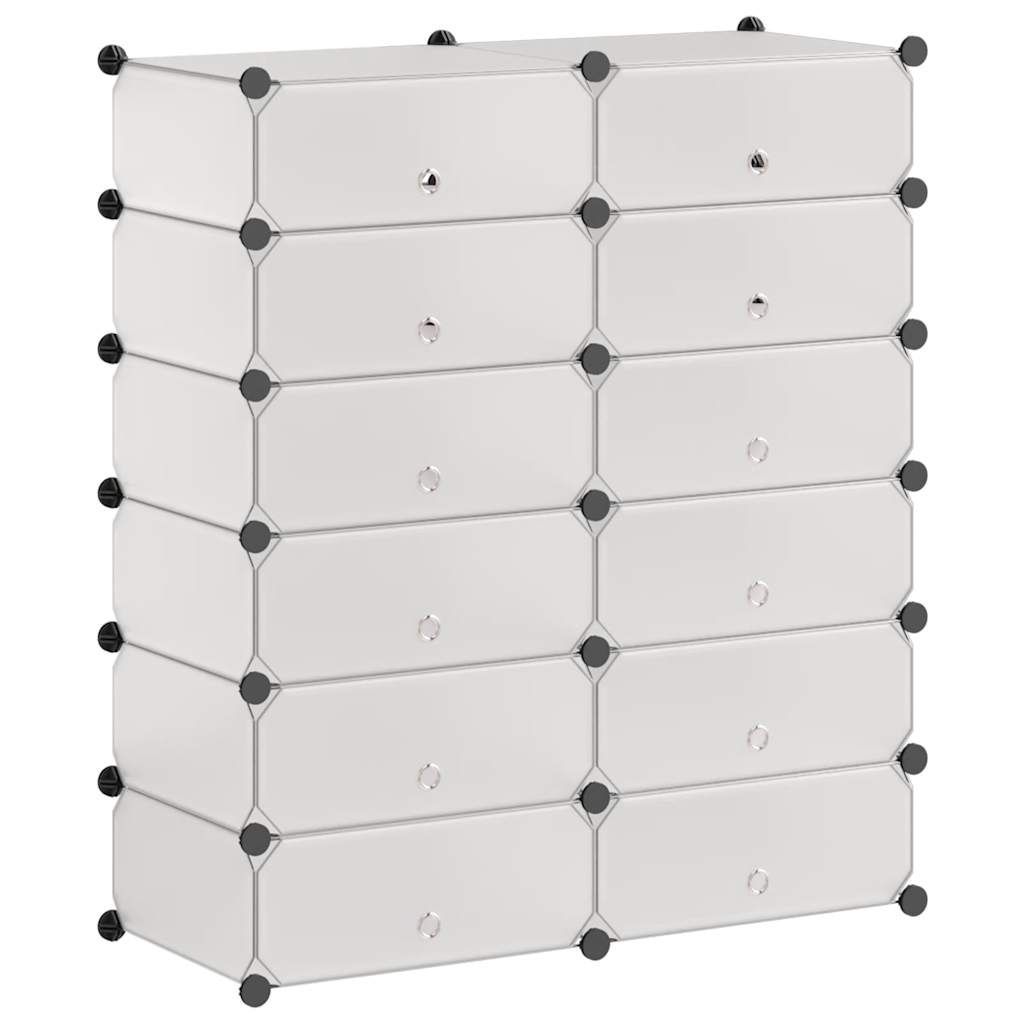 vidaXL Interlocking Shoe Organizer with 12 Compartments White