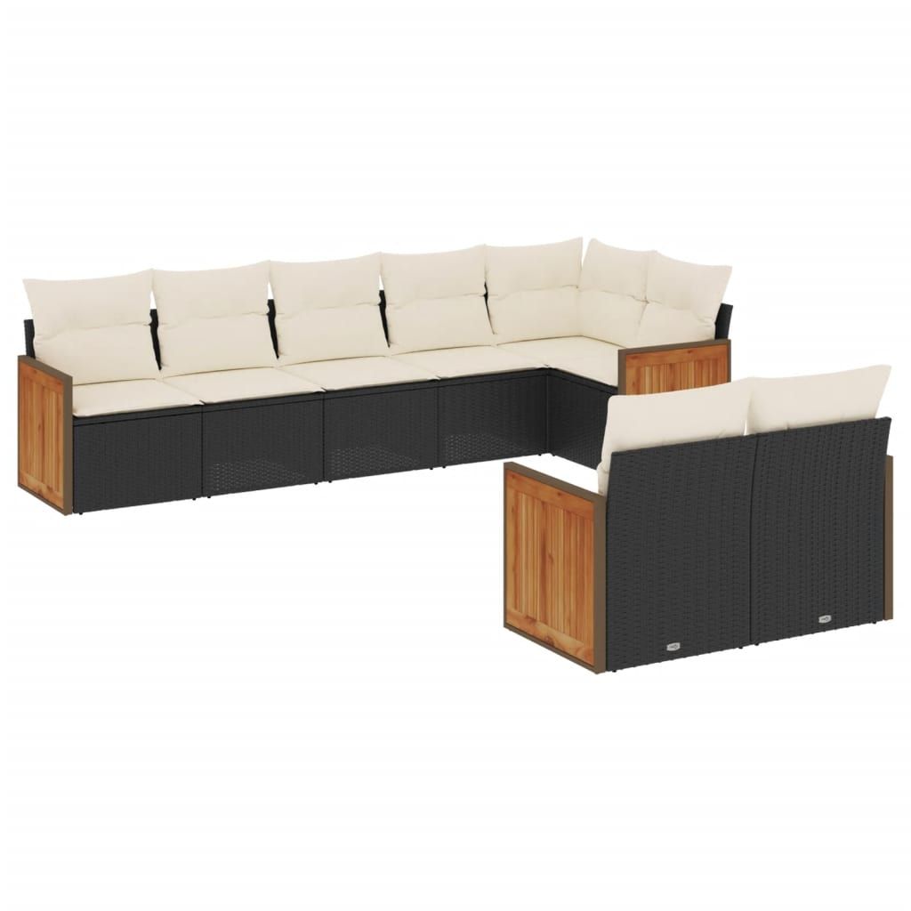 vidaXL 8 Piece Garden Sofa Set with Cushions Black Poly Rattan