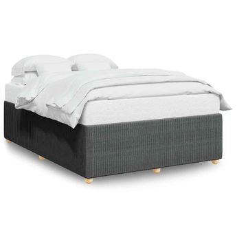 vidaXL Bed Frame without Mattress Dark Gray Queen Fabric