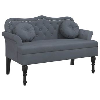 vidaXL Bench with Cushions Dark Grey 47.4x25.6x29.5" Velvet