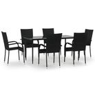 vidaXL 7 Piece Garden Dining Set Black Poly Rattan