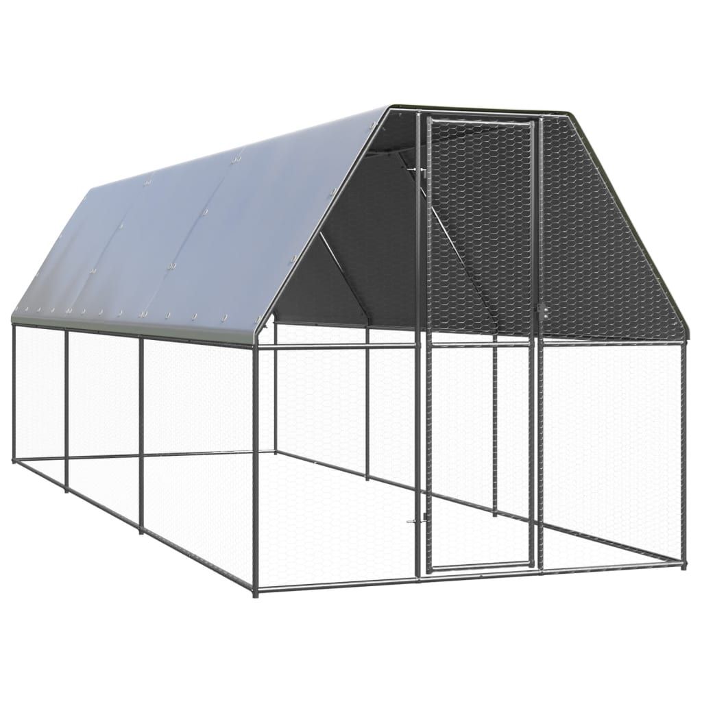 vidaXL Outdoor Chicken Cage 6.6âx19.7âx6.6â Galvanized Steel