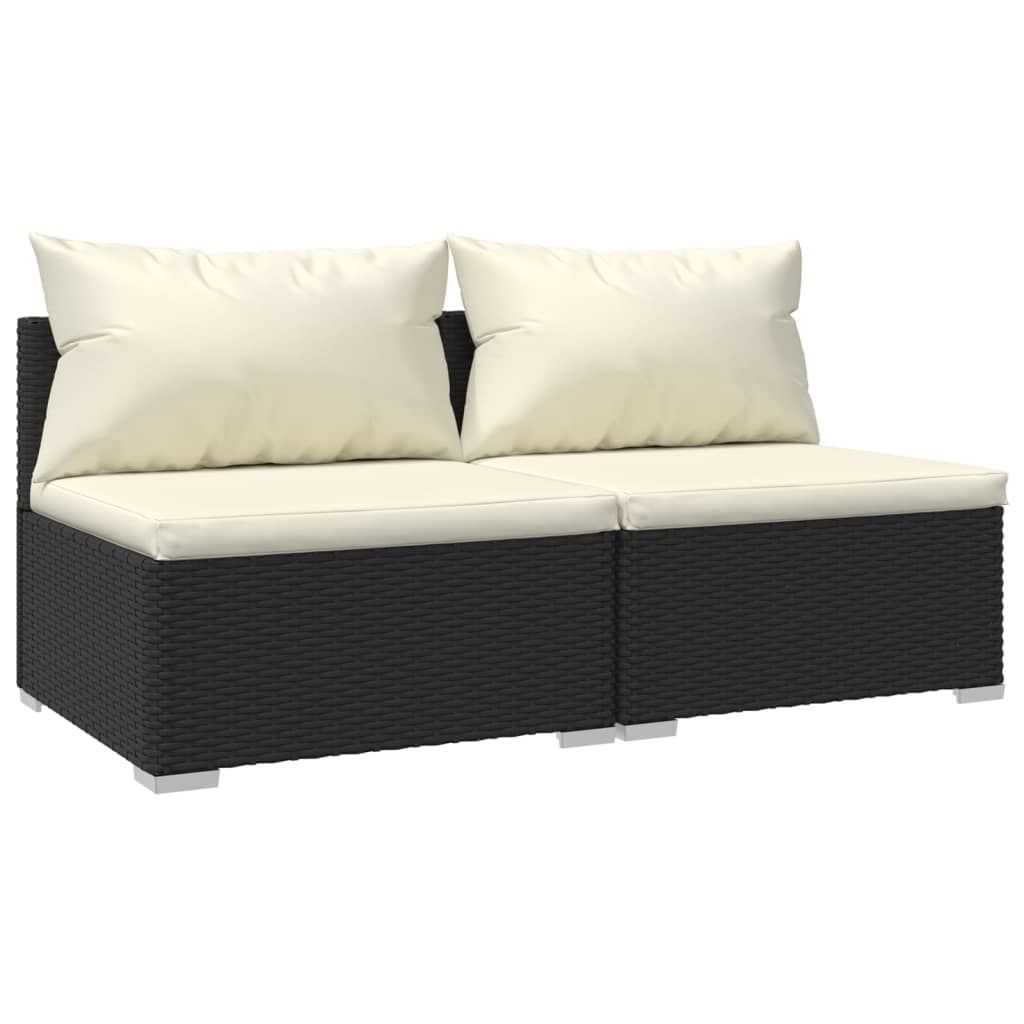 vidaXL 2 Piece Garden Lounge Set with Cushions Poly Rattan Black