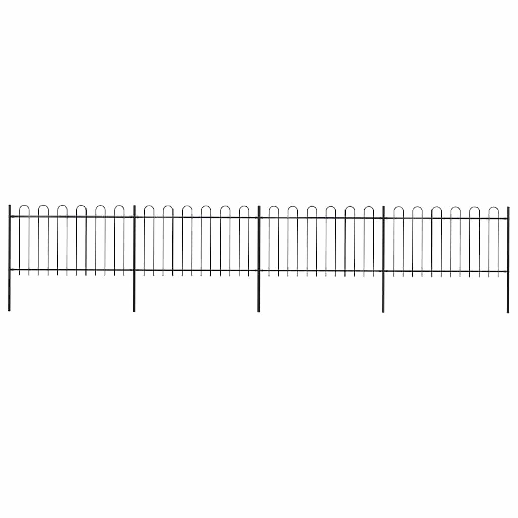 vidaXL Garden Fence with Hoop Top Steel 714.5x100 cm Black