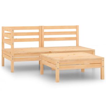 vidaXL 3 Piece Garden Lounge Set Solid Pinewood