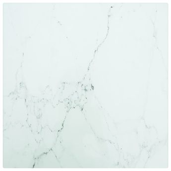 vidaXL Table Top White 30x30 cm 6 mm Tempered Glass with Marble Design