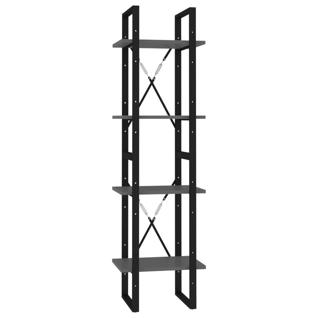vidaXL 4-Tier Book Cabinet Gray 15.7"x11.8"x55.1" Engineered Wood