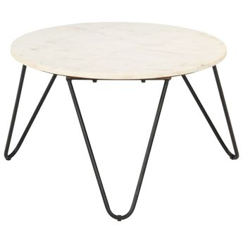 vidaXL Coffee Table White 65x65x42 cm Real Stone with Marble Texture