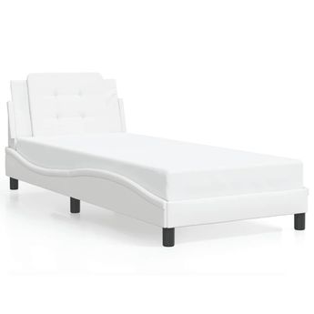 vidaXL Bed Frame without Mattress "Zadar" White 39.4"x74.8" Faux Leather
