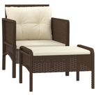 vidaXL 2 Piece Garden Lounge Set with Cushions Brown Poly Rattan
