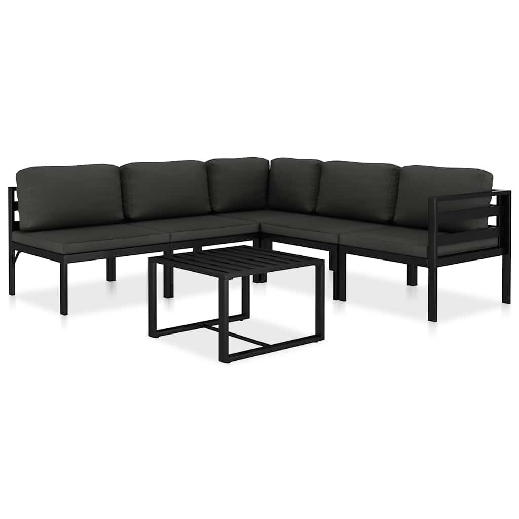 vidaXL 6 Piece Patio Lounge Set with Cushions Aluminum Anthracite