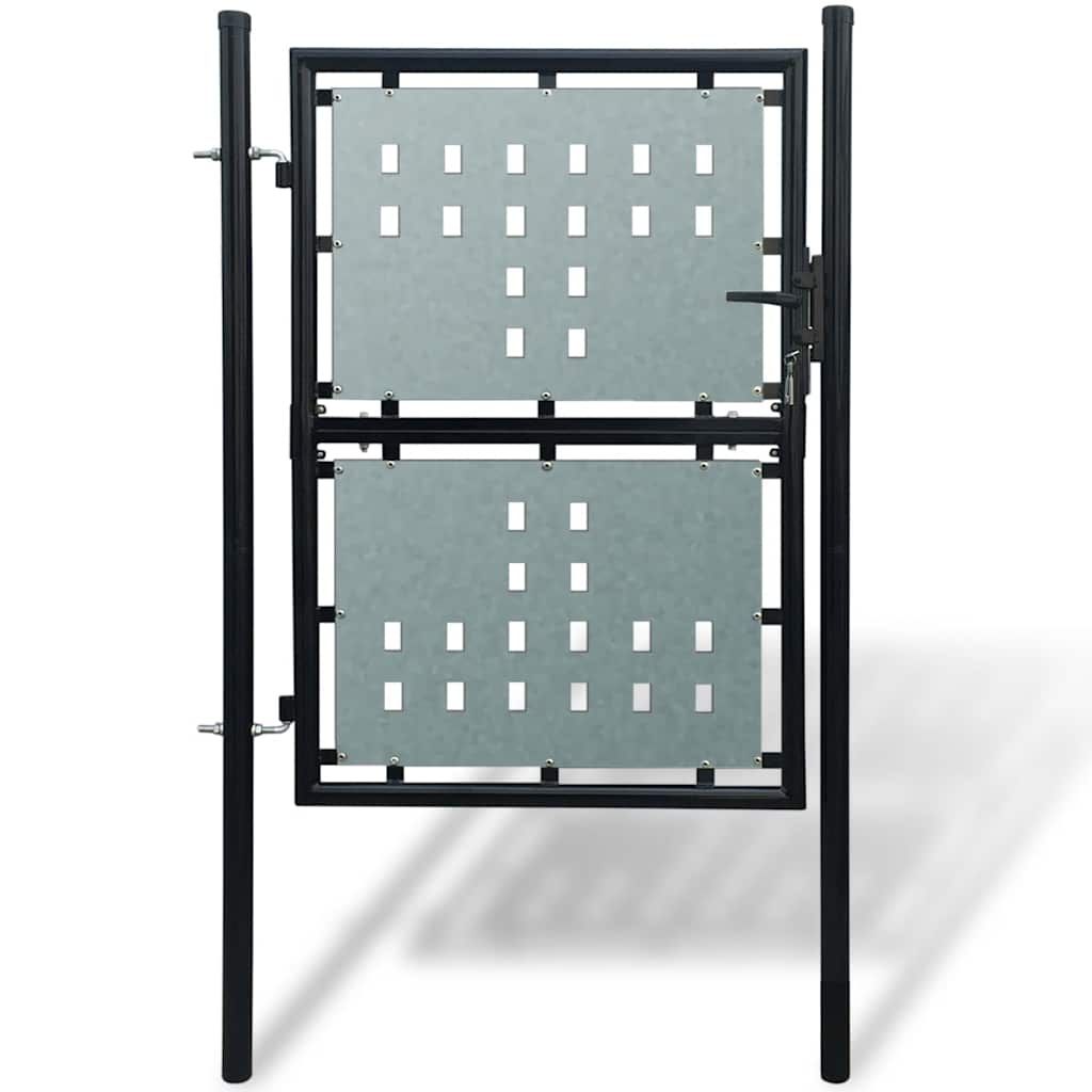vidaXL Black Single Door Fence Gate 39.4x49.2"