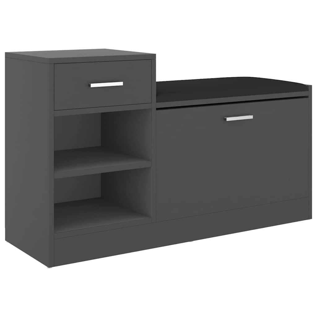 vidaXL Shoe Bench Grey 94.5x31x57 cm Engineered Wood