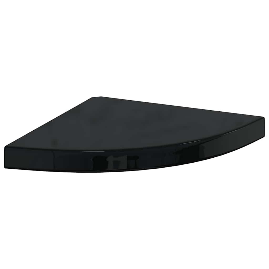 vidaXL Floating Corner Shelf High Gloss Black 13.8"x13.8"x1.5" MDF