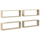 vidaXL Wall Cube Shelf 4 pcs Sonoma Oak 80x15x26.5 cm Engineered Wood