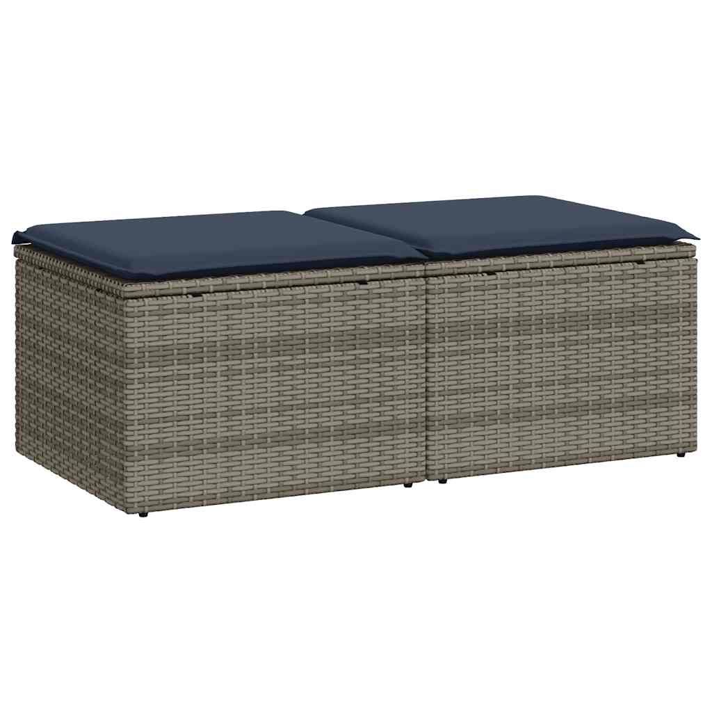 vidaXL 2 Piece Garden Sofa Set with Cushions Grey Poly Rattan Acacia