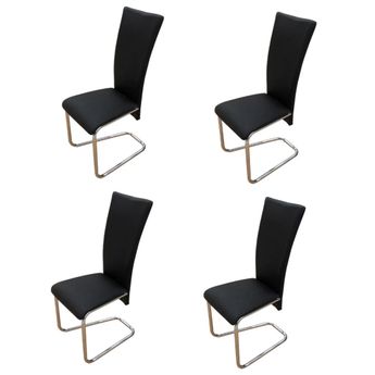 vidaXL Dining Chairs 4 pcs Black Faux Leather