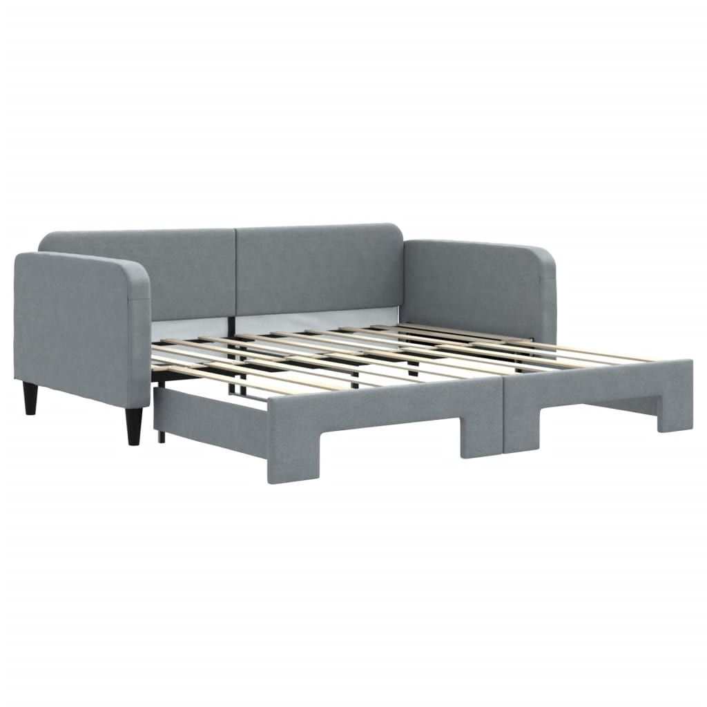 vidaXL Daybed with Trundle without Mattress Light Grey 100x190 cm