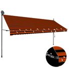 vidaXL Manual Retractable Awning with LED 157.5" Orange and Brown