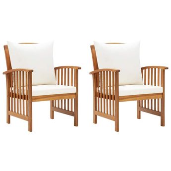 vidaXL Garden Chairs with Cushions 2 pcs Solid Acacia Wood