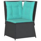 vidaXL Garden Sofa Corner with Cushions Black Poly Rattan