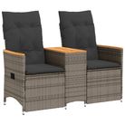 vidaXL Reclining Garden Sofa 2-Seater with Table Grey Poly Rattan