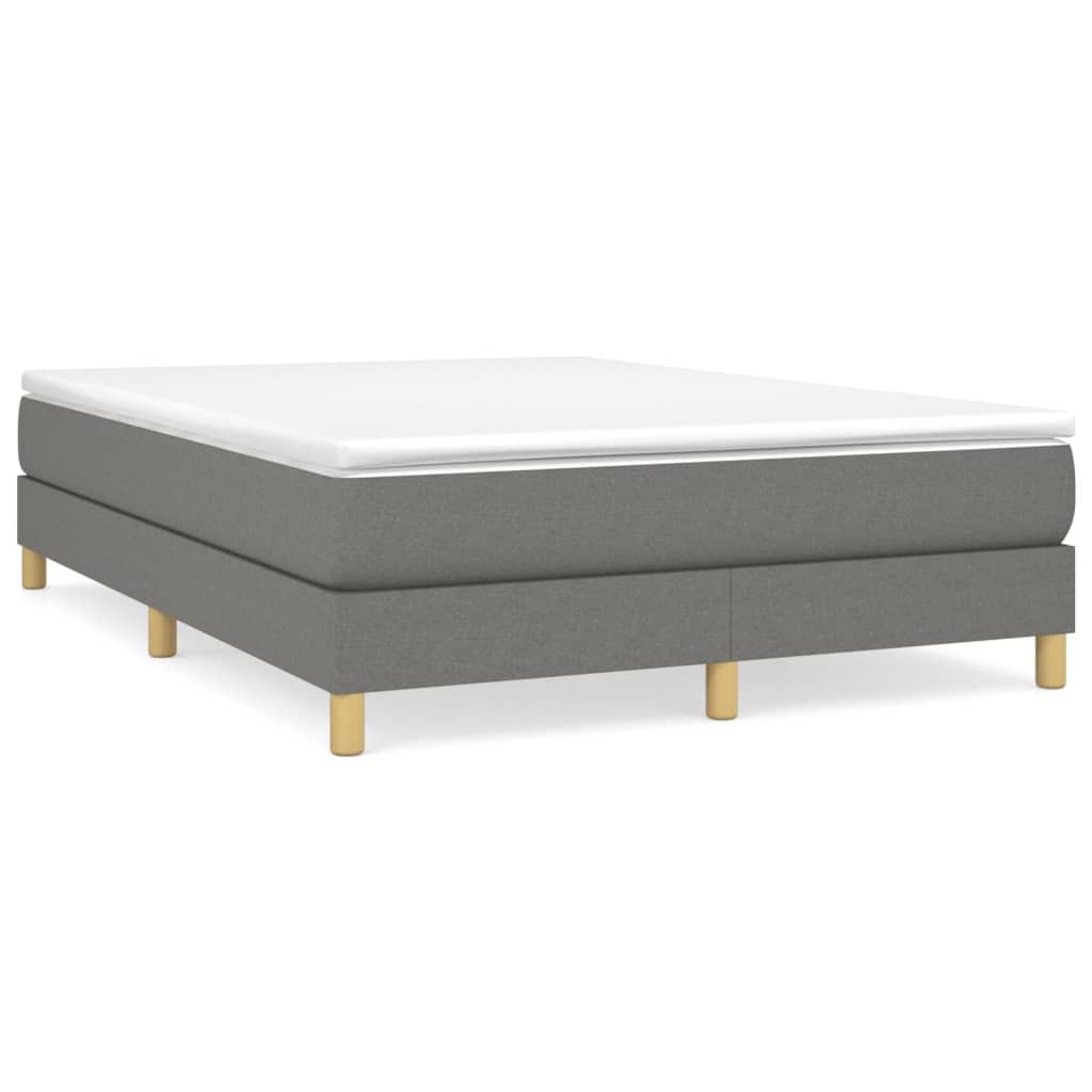 vidaXL Box Spring Bed Frame Dark Grey Queen Fabric (US Only)