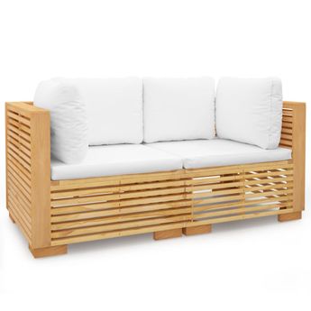 vidaXL Garden Corner Sofas with Cushions 2 pcs Solid Teak Wood