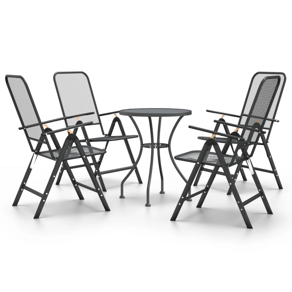 vidaXL 5 Piece Patio Dining Set Expanded Metal Mesh Anthracite