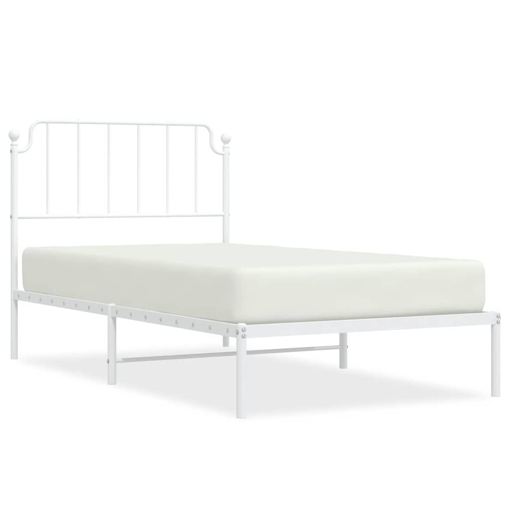vidaXL Metal Bed Frame without Mattress with Headboard White 100x190cm