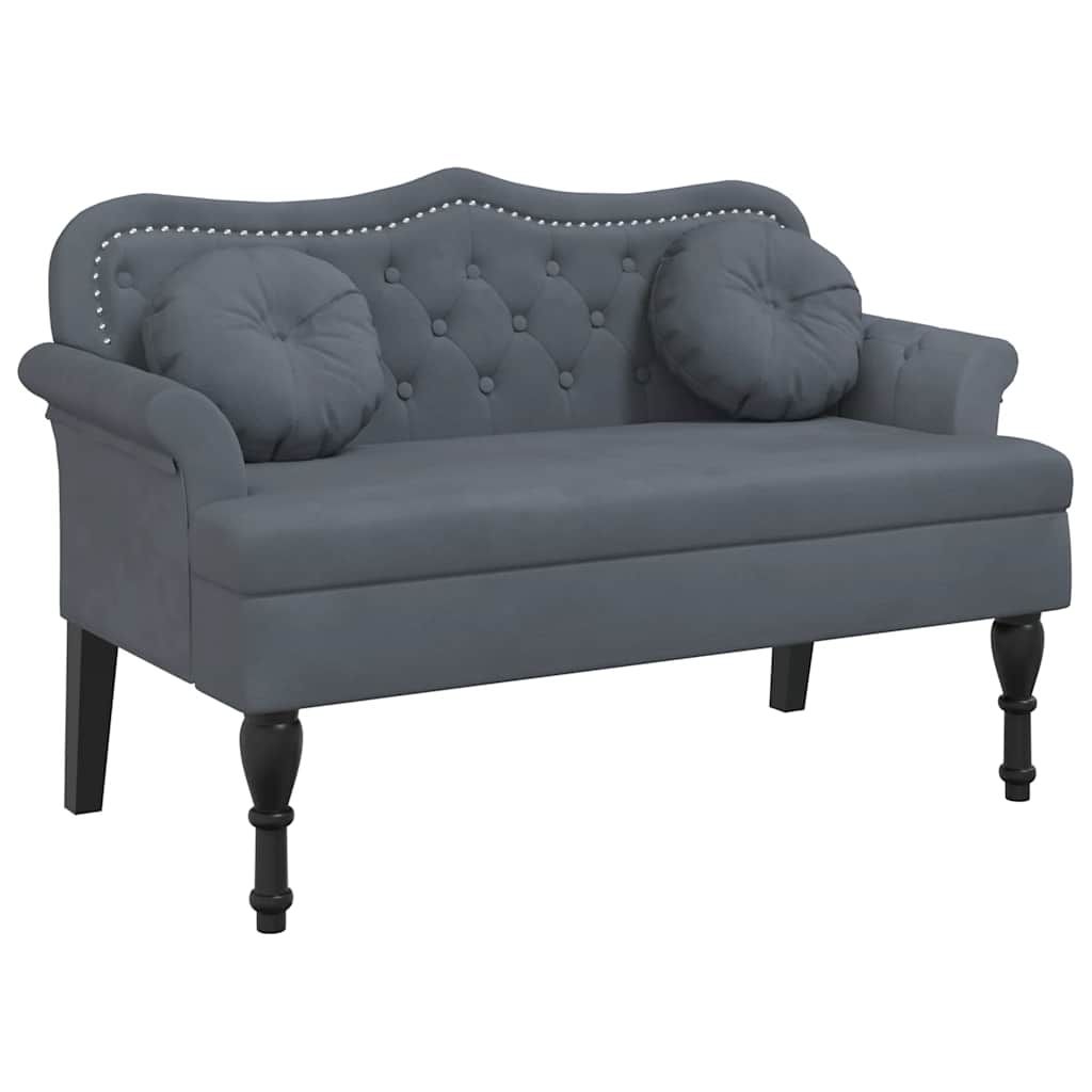 vidaXL Bench with Cushions Dark Grey 47.4x25.6x29.5" Velvet