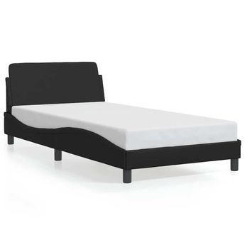 vidaXL Bed Frame "Dover" Black 39.4"x74.8" Faux Leather