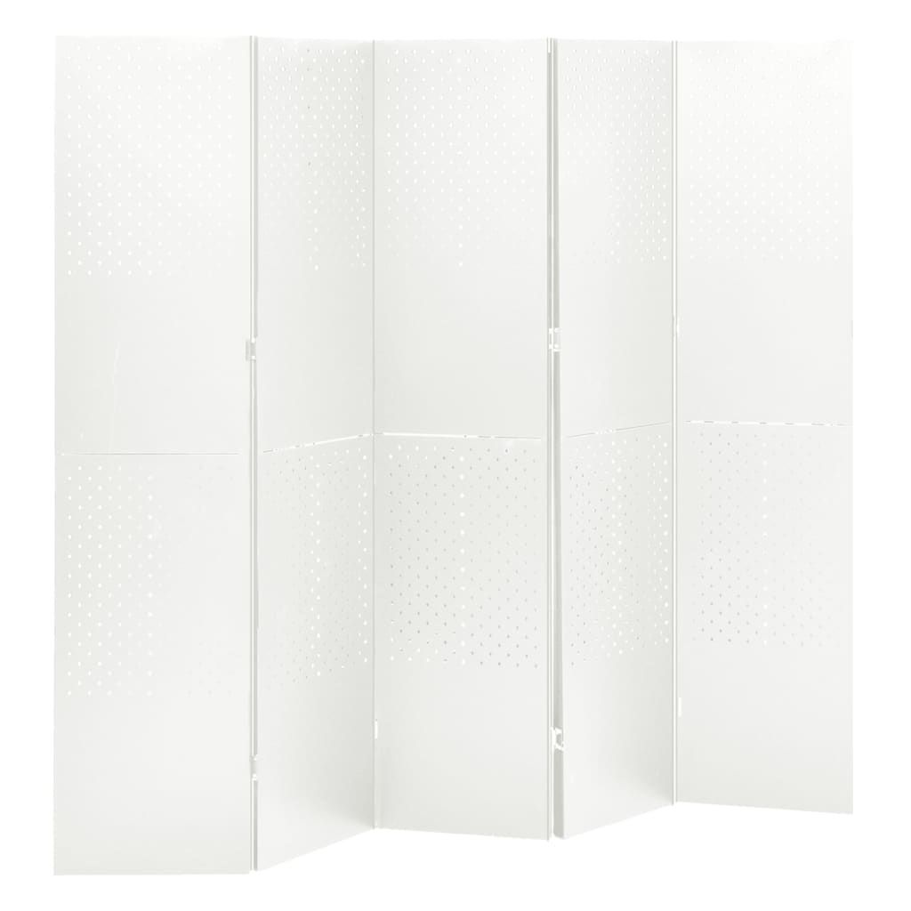 vidaXL 5-Panel Room Divider White 200x180 cm Steel