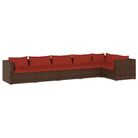 vidaXL 6 Piece Patio Lounge Set with Cushions Poly Rattan Brown