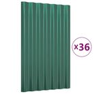 vidaXL Roof Panels 36 pcs Galvanised Steel Green 60x36 cm