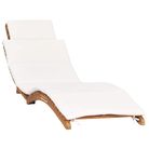 vidaXL Folding Sun Lounger with Cream White Cushion Solid Teak Wood