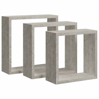 vidaXL Wall Cube Shelves 3 pcs Concrete Gray