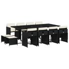 vidaXL 13 Piece Patio Dining Set with Cushions Black Poly Rattan