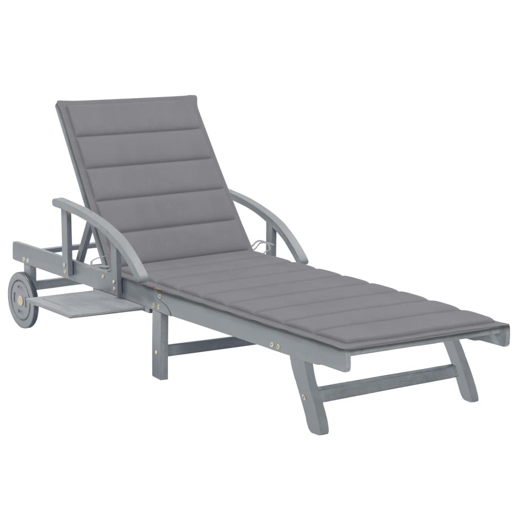 vidaXL Patio Sun Lounger with Cushion Solid Acacia Wood