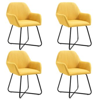 vidaXL Dining Chairs 4 pcs Yellow Fabric