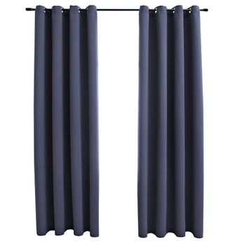 vidaXL Blackout Curtains with Rings 2 pcs Anthracite 54"x95" Fabric