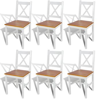 vidaXL Dining Chairs 6 pcs White Pinewood